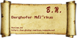 Berghofer Márkus névjegykártya